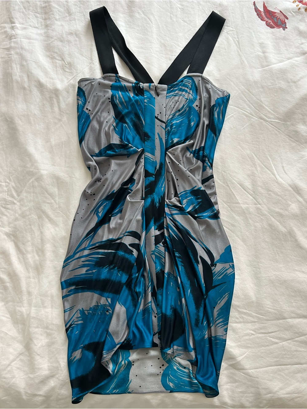 Vintage y2k JAY GODFREY abstract blue strappy silk mini dress